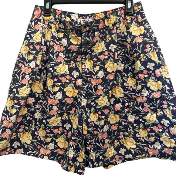 Vintage Cenza High Waisted Floral Shorts Size 14 Made in Colombia - Picture 1 of 5